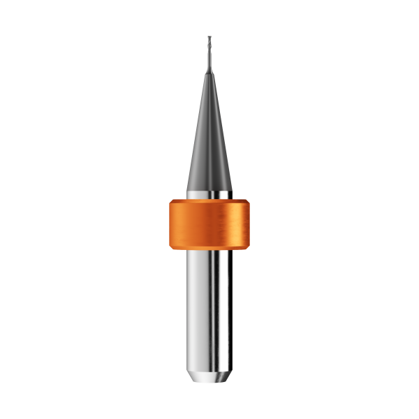 T19 - VHM-Schaftfräser Ø0,5mm, optimiert für die Zirkonoxid, PMMA, PEEK, Wachs-Bearbeitung