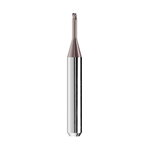 solid carbide high speed end mill Ø2mm, optimized for machining CoCr, titanium