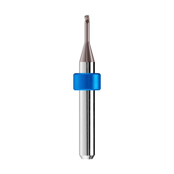 solid carbide high speed end mill Ø2mm, optimized for machining CoCr, titanium